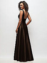 Rear View Thumbnail - Espresso Sleeveless Square-Neck Princess Line Gown with Pockets