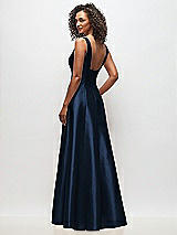 Rear View Thumbnail - Midnight Navy Sleeveless Square-Neck Princess Line Gown with Pockets