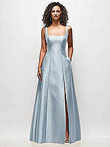 Front View Thumbnail - Mist Sleeveless Square-Neck Princess Line Gown with Pockets