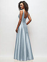 Rear View Thumbnail - Mist Sleeveless Square-Neck Princess Line Gown with Pockets
