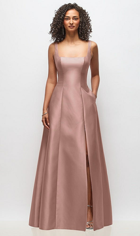 Front View - Neu Nude Sleeveless Square-Neck Princess Line Gown with Pockets