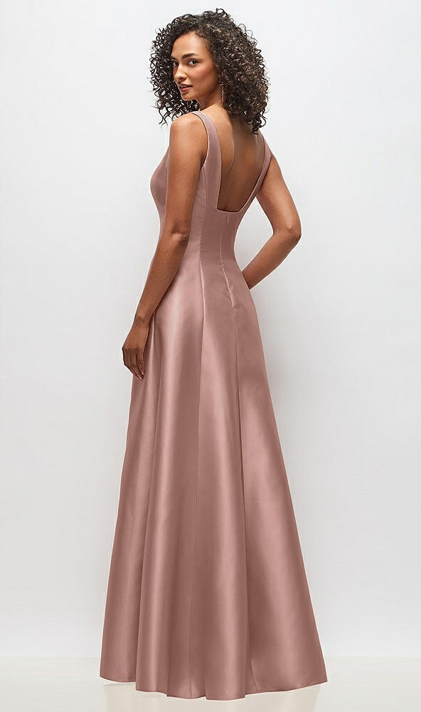 Back View - Neu Nude Sleeveless Square-Neck Princess Line Gown with Pockets