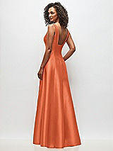Rear View Thumbnail - Portofino Orange Sleeveless Square-Neck Princess Line Gown with Pockets