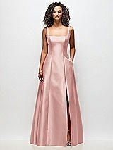 Front View Thumbnail - Rose Sleeveless Square-Neck Princess Line Gown with Pockets