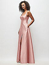 Side View Thumbnail - Rose Sleeveless Square-Neck Princess Line Gown with Pockets