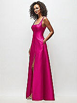Side View Thumbnail - Think Pink Sleeveless Square-Neck Princess Line Gown with Pockets