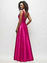 Rear View Thumbnail - Think Pink Sleeveless Square-Neck Princess Line Gown with Pockets