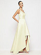 Alt View 5 Thumbnail - Butter Yellow One-Shoulder Satin Gown with Draped Front Slit and Pockets