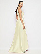 Alt View 6 Thumbnail - Butter Yellow One-Shoulder Satin Gown with Draped Front Slit and Pockets
