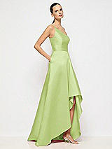 Alt View 5 Thumbnail - Mojito One-Shoulder Satin Gown with Draped Front Slit and Pockets