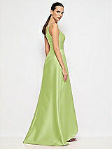 Alt View 6 Thumbnail - Mojito One-Shoulder Satin Gown with Draped Front Slit and Pockets
