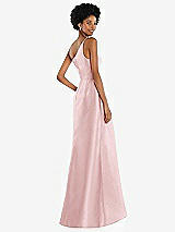 Alt View 3 Thumbnail - Ballet Pink One-Shoulder Satin Gown with Draped Front Slit and Pockets