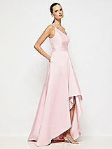Alt View 5 Thumbnail - Ballet Pink One-Shoulder Satin Gown with Draped Front Slit and Pockets