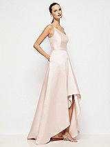 Alt View 5 Thumbnail - Cameo One-Shoulder Satin Gown with Draped Front Slit and Pockets