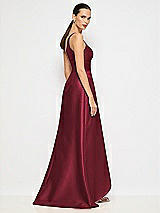 Alt View 6 Thumbnail - Cabernet One-Shoulder Satin Gown with Draped Front Slit and Pockets