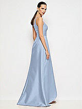 Alt View 6 Thumbnail - Cloudy One-Shoulder Satin Gown with Draped Front Slit and Pockets