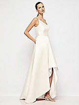 Alt View 5 Thumbnail - Ivory One-Shoulder Satin Gown with Draped Front Slit and Pockets
