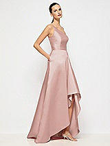 Alt View 5 Thumbnail - Neu Nude One-Shoulder Satin Gown with Draped Front Slit and Pockets