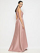 Alt View 6 Thumbnail - Neu Nude One-Shoulder Satin Gown with Draped Front Slit and Pockets