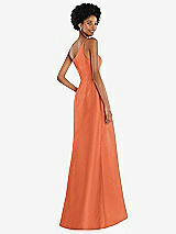 Alt View 3 Thumbnail - Portofino Orange One-Shoulder Satin Gown with Draped Front Slit and Pockets