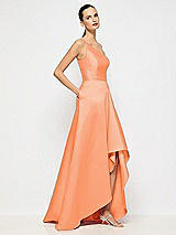 Alt View 5 Thumbnail - Portofino Orange One-Shoulder Satin Gown with Draped Front Slit and Pockets