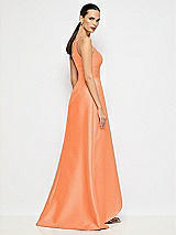 Alt View 6 Thumbnail - Portofino Orange One-Shoulder Satin Gown with Draped Front Slit and Pockets