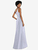 Alt View 3 Thumbnail - Silver Dove One-Shoulder Satin Gown with Draped Front Slit and Pockets