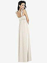 Rear View Thumbnail - Ivory Flat Tie-Shoulder Empire Waist Maxi Dress with Front Slit