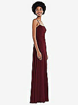 Side View Thumbnail - Cabernet Scoop Neck Convertible Tie-Strap Maxi Dress with Front Slit