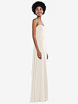 Side View Thumbnail - Ivory Scoop Neck Convertible Tie-Strap Maxi Dress with Front Slit