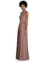Side View Thumbnail - Sienna Stand Collar Cutout Tie Back Maxi Dress with Front Slit