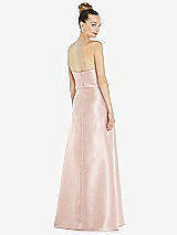 Rear View Thumbnail - Blush Basque-Neck Strapless Satin Gown with Mini Sash