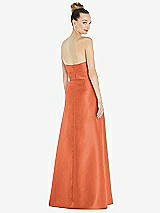 Rear View Thumbnail - Portofino Orange Basque-Neck Strapless Satin Gown with Mini Sash