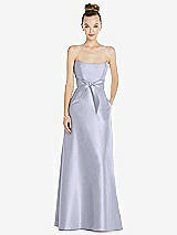 Front View Thumbnail - Silver Dove Basque-Neck Strapless Satin Gown with Mini Sash