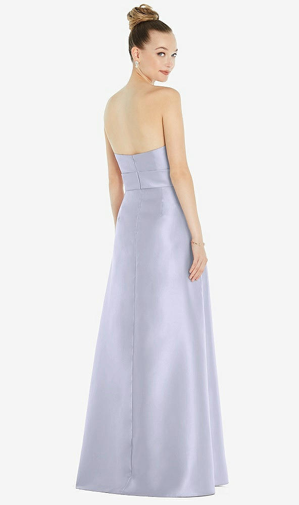 Back View - Silver Dove Basque-Neck Strapless Satin Gown with Mini Sash