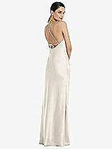 Rear View Thumbnail - Ivory Diamond Halter Bias Maxi Slip Dress with Convertible Straps