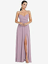 Front View Thumbnail - Suede Rose Adjustable Strap Wrap Bodice Maxi Dress with Front Slit