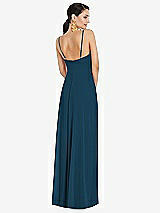 Rear View Thumbnail - Atlantic Blue Adjustable Strap Wrap Bodice Maxi Dress with Front Slit
