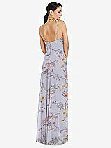 Rear View Thumbnail - Butterfly Botanica Silver Dove Adjustable Strap Wrap Bodice Maxi Dress with Front Slit