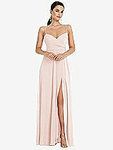 Front View Thumbnail - Blush Adjustable Strap Wrap Bodice Maxi Dress with Front Slit