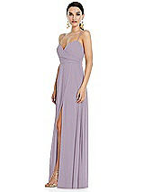 Side View Thumbnail - Lilac Haze Adjustable Strap Wrap Bodice Maxi Dress with Front Slit