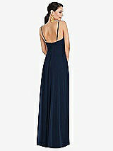 Rear View Thumbnail - Midnight Navy Adjustable Strap Wrap Bodice Maxi Dress with Front Slit