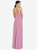 Rear View Thumbnail - Powder Pink Adjustable Strap Wrap Bodice Maxi Dress with Front Slit