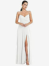 Front View Thumbnail - White Adjustable Strap Wrap Bodice Maxi Dress with Front Slit