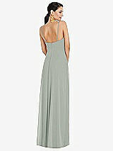 Rear View Thumbnail - Willow Green Adjustable Strap Wrap Bodice Maxi Dress with Front Slit