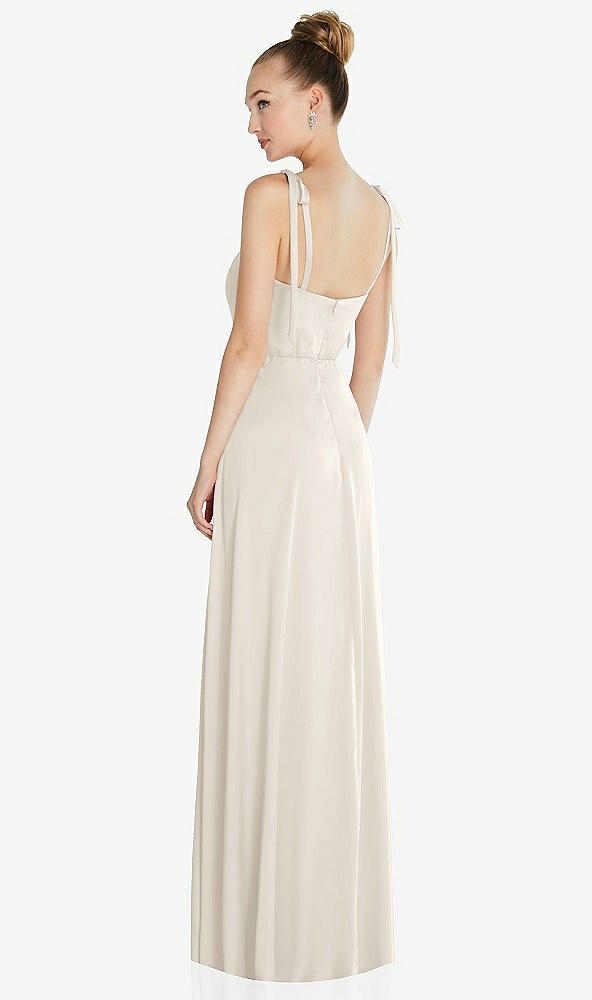 Back View - Ivory Tie Shoulder A-Line Maxi Dress