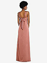 Alt View 3 Thumbnail - Desert Rose Draped Satin Grecian Column Gown with Convertible Straps