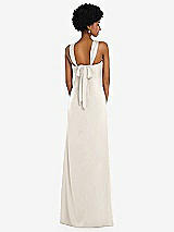 Alt View 3 Thumbnail - Ivory Draped Satin Grecian Column Gown with Convertible Straps