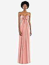 Front View Thumbnail - Rose Draped Satin Grecian Column Gown with Convertible Straps