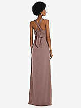 Alt View 2 Thumbnail - Sienna Draped Satin Grecian Column Gown with Convertible Straps